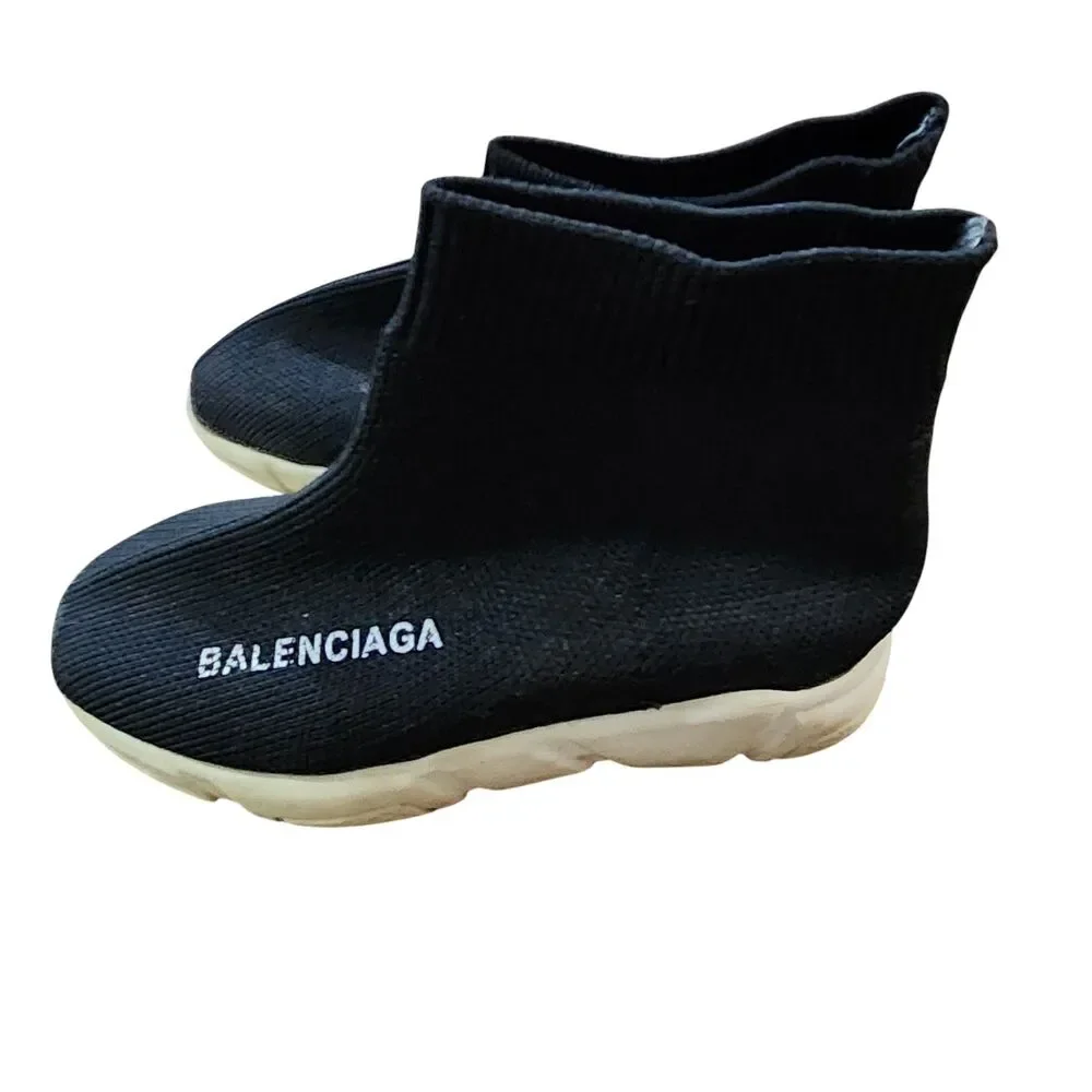 Balenciaga Toddler Sock Sneakers Black Logo Slip On Kids Shoes‎ Size 21